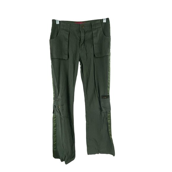 Zana Di Women's Army Green Cargo Pants Sz 14 Striped Legs Pockets Zipper Y2K Rav - Picture 8 of 9